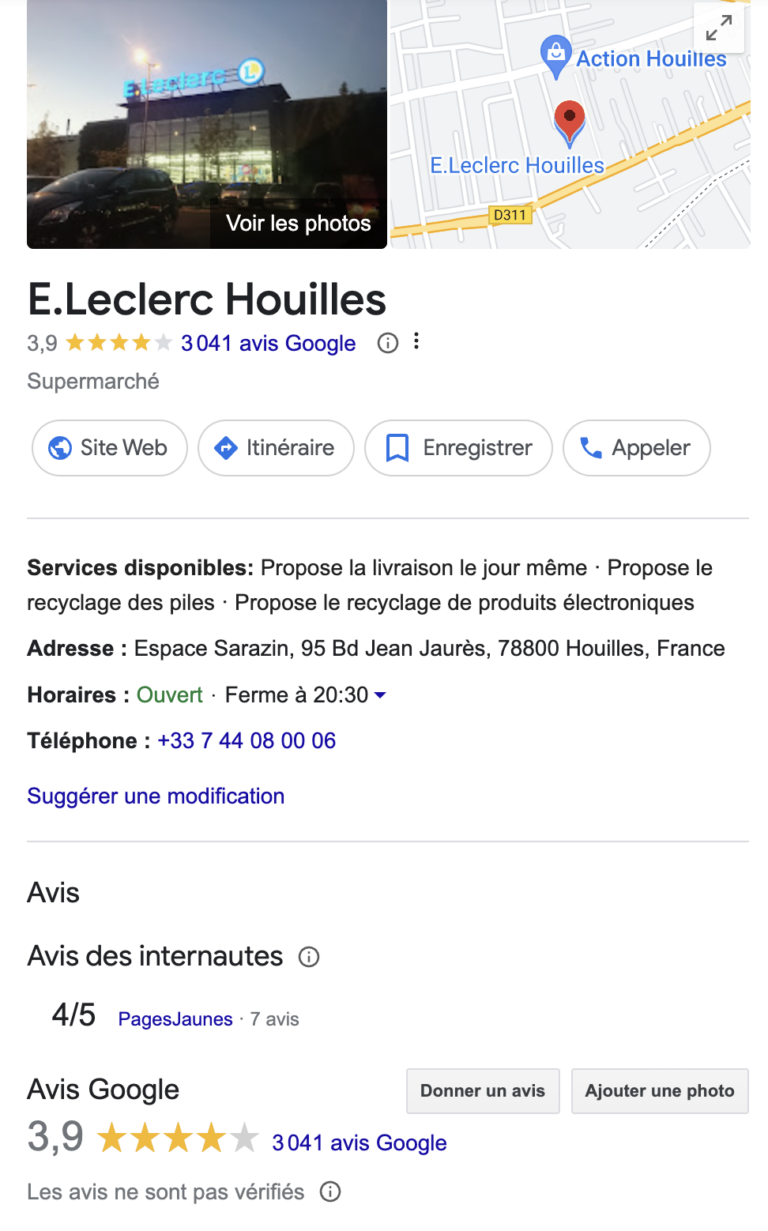 Exemple de fiche GMB