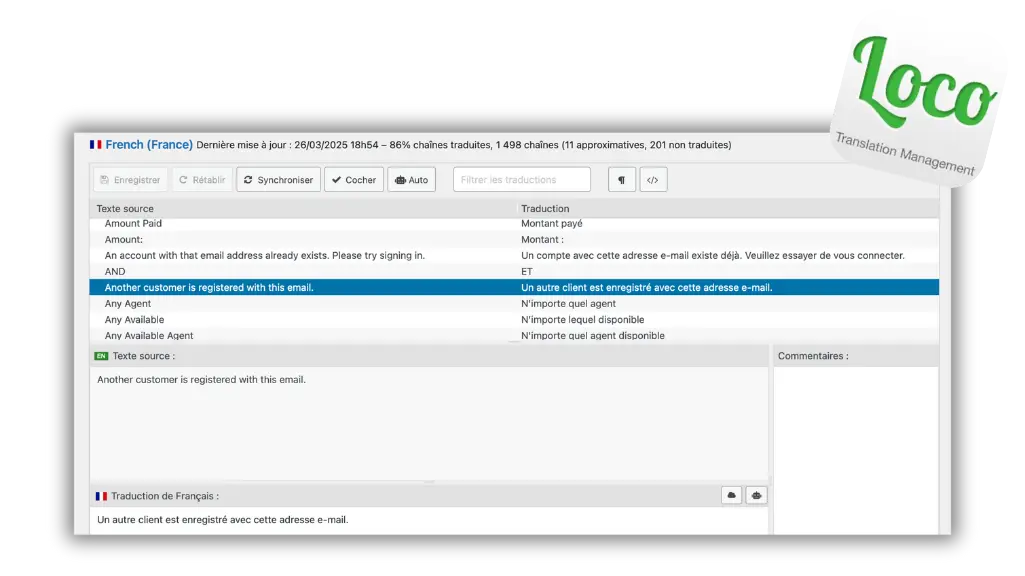 Interface loco translate