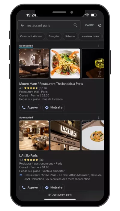 fiches gmb sur mobile